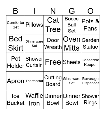 Bridal Shower Bingo Card