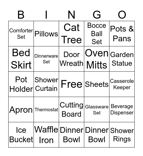 Bridal Shower Bingo Card