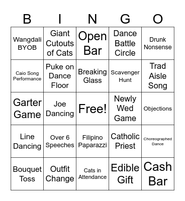 The Wedding Bingo™️ Bingo Card
