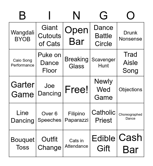 The Wedding Bingo™️ Bingo Card