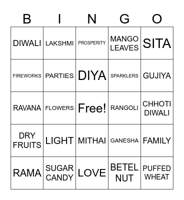 Diwali Bingo! Bingo Card