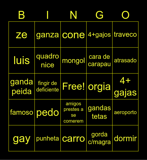 chat pt Bingo Card