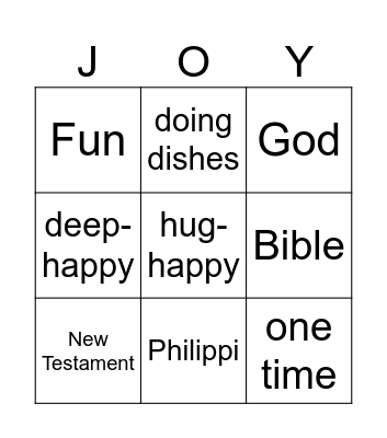 Where Does Joy Come From? Bingo Card