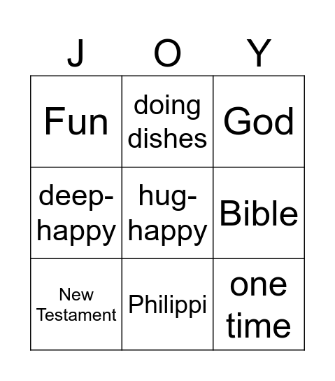 Where Does Joy Come From? Bingo Card