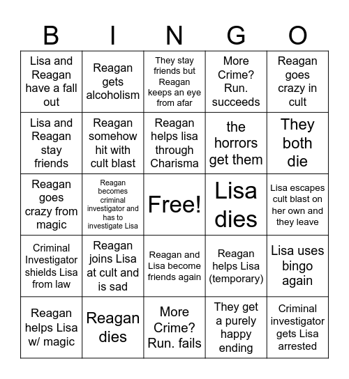 Reagan Distinct Bingo Card