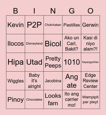 Bridal Bingo Fun Bingo Card