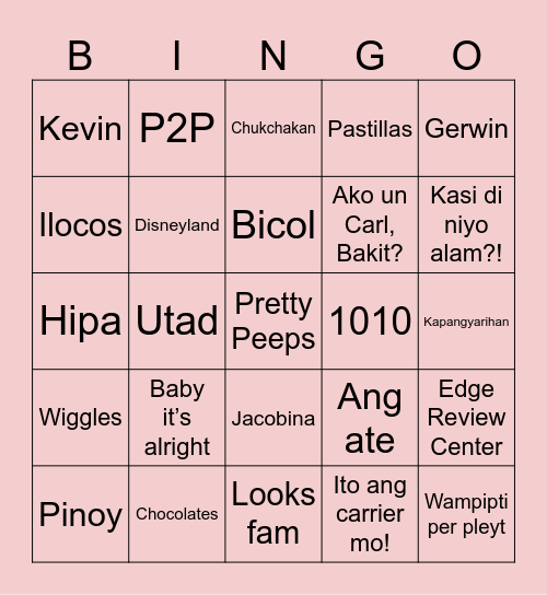 Bridal Bingo Fun Bingo Card