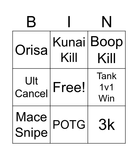 Support BINGO Card