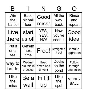 Baseball Words of Wisdom Bingo Card