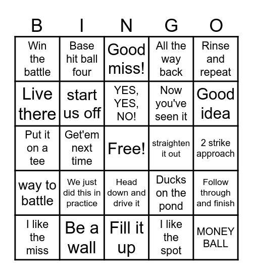 Baseball Words of Wisdom Bingo Card