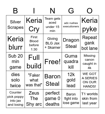 Worlds 2024 Bingo Card