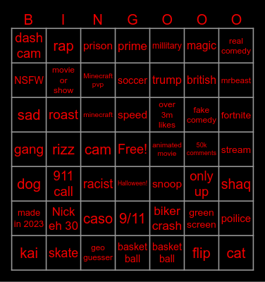 YouTube shorts bingo :) Bingo Card