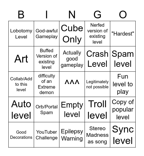 Recent Tab Bingo Card