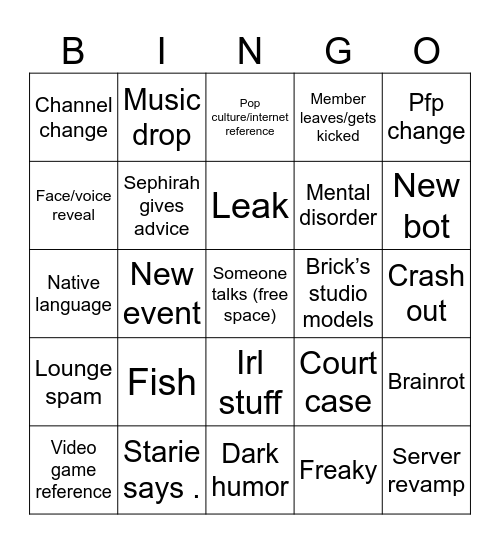 Server Bingo Card