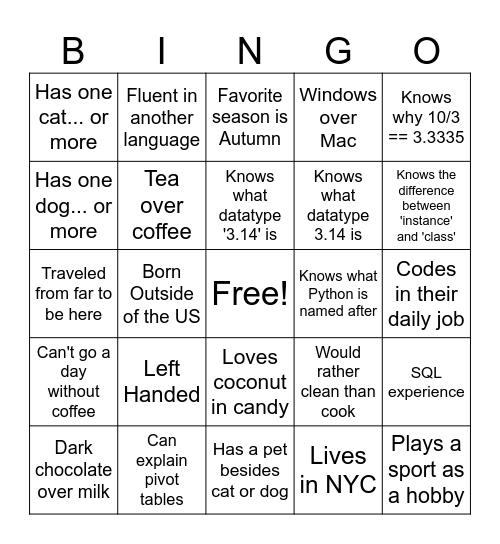 DS542 Fall 2024 Bingo Card