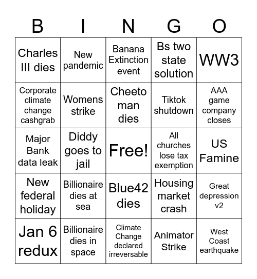 2025 Bingo Card