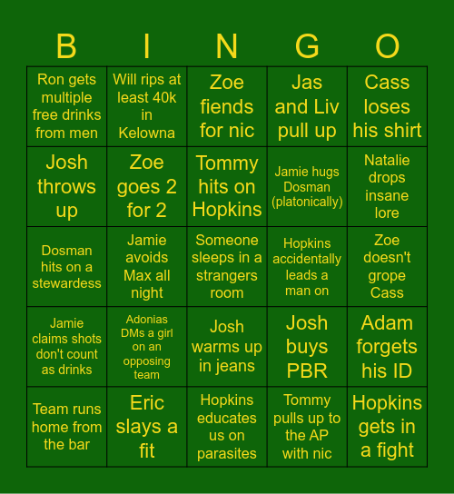 USports Bingo 2024 Bingo Card