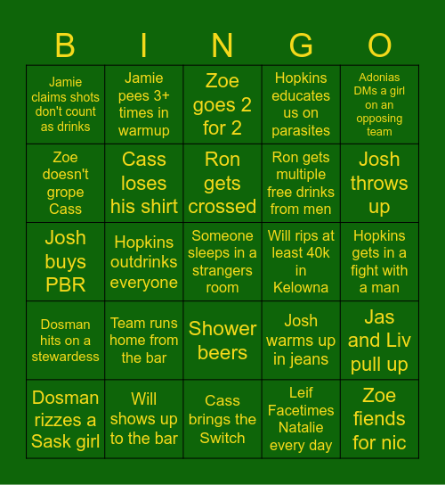 USports Bingo 2024 Bingo Card