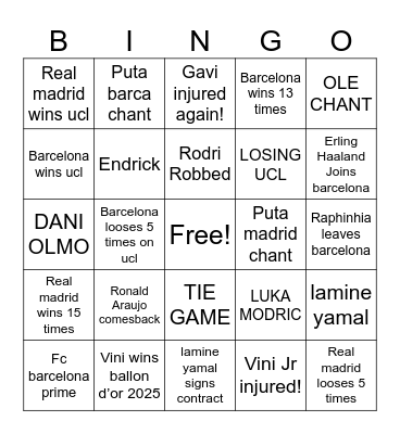 SOCCER BINGO! Bingo Card