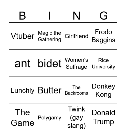 Lockout Bingo Card