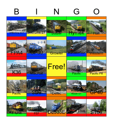 Railway Lines that I would like to ride with my friends someday Bingo Card