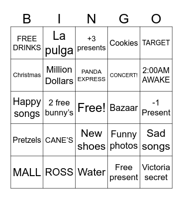 Brittney’s bingo Card