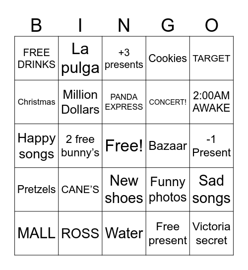 Brittney’s bingo Card