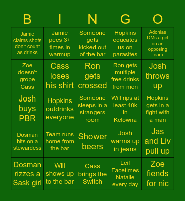 USports Bingo 2024 Bingo Card