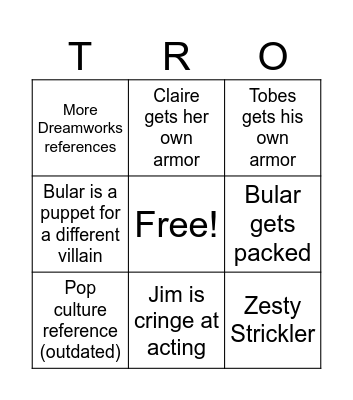 Trollhunters bingo card Bingo Card