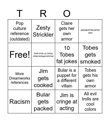 Trollhunters bingo card Bingo Card