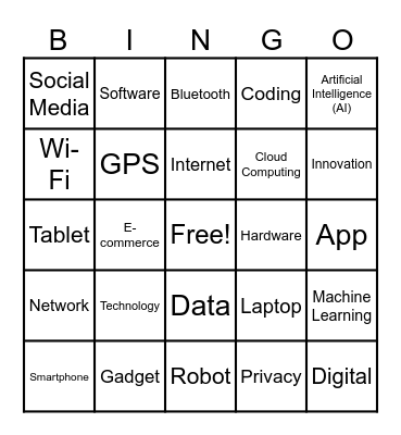 High Tech World Bingo Card