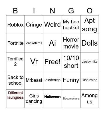 Brainrot Bingo Card