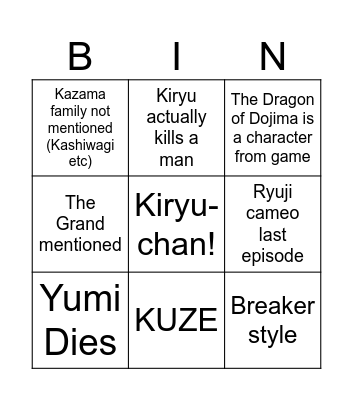 LAD:Yakuza bingo Card
