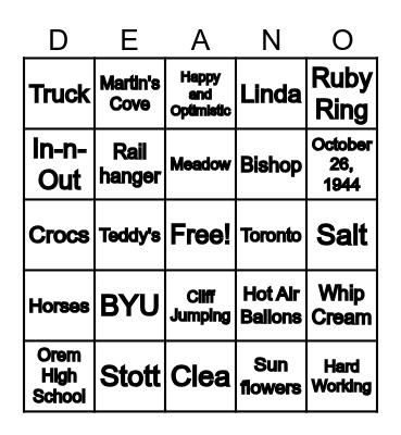 Dean-o Bingo! Bingo Card