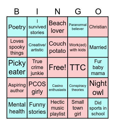 Pen pal bingo! Bingo Card