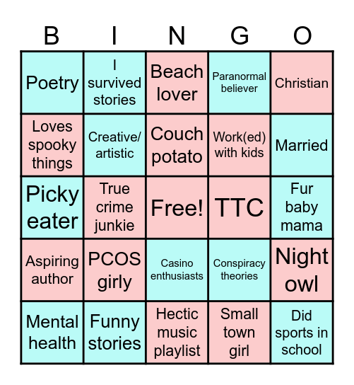 Pen pal bingo! Bingo Card