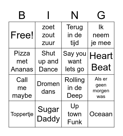 Suus de Bingo Card
