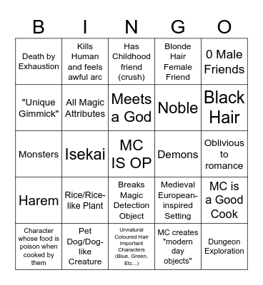 Kristen's Anime BINGO!!! Bingo Card
