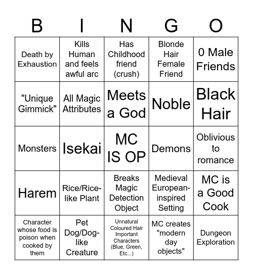 Kristen's Anime BINGO!!! Bingo Card