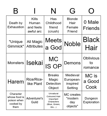 Kristen's Anime BINGO!!! Bingo Card