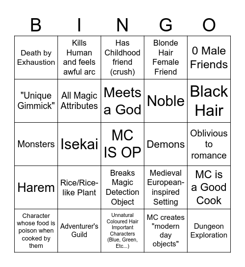 Kristen's Anime BINGO!!! Bingo Card