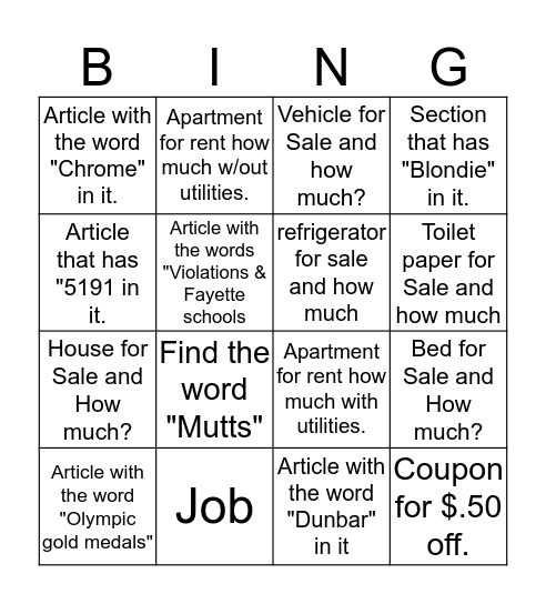 Untitled Bingo Card