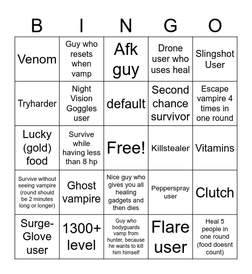 VH3 Bingo Card