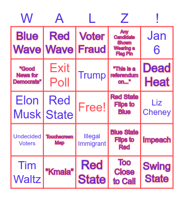 Election Night 2024 Bingo Card