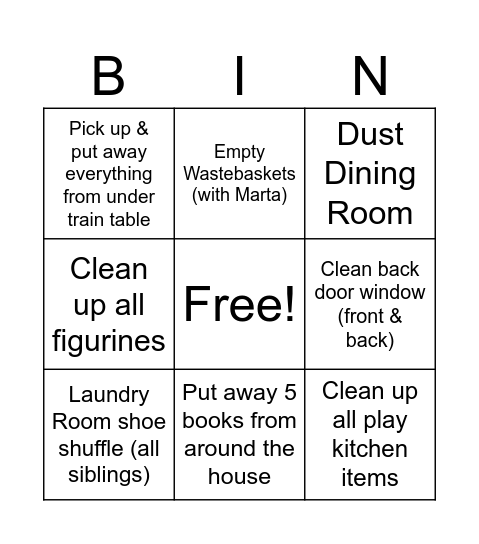 Adam Bingo Card