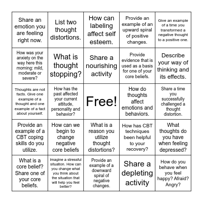 CBT Bingo Card