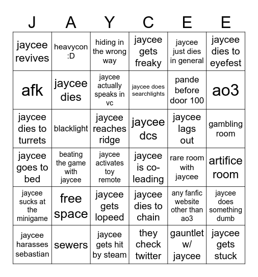 Playing pressure with JayCee :D Bingo Card