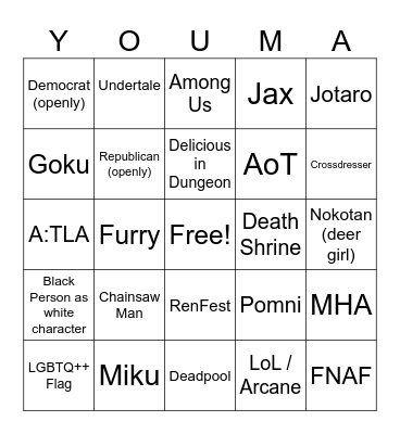 Youmacon 2024 Bingo Card