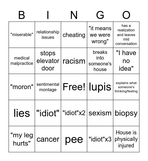 House Bingo Card