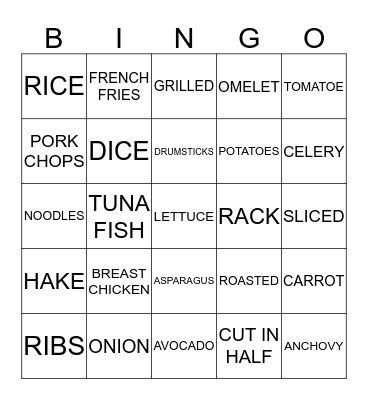 FOOD BINGO Card